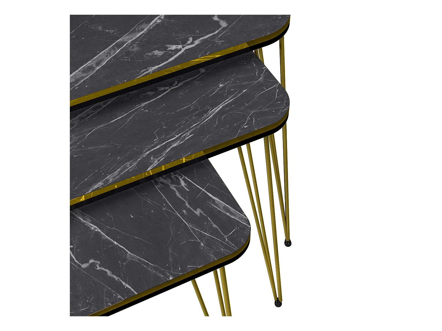 Set de 3 tables d'appoint Rudkøbing rectangulaires gigognes noir [en.casa]