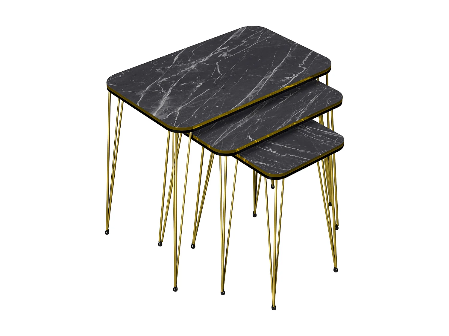 Set de 3 tables d'appoint Rudkøbing rectangulaires gigognes noir [en.casa]