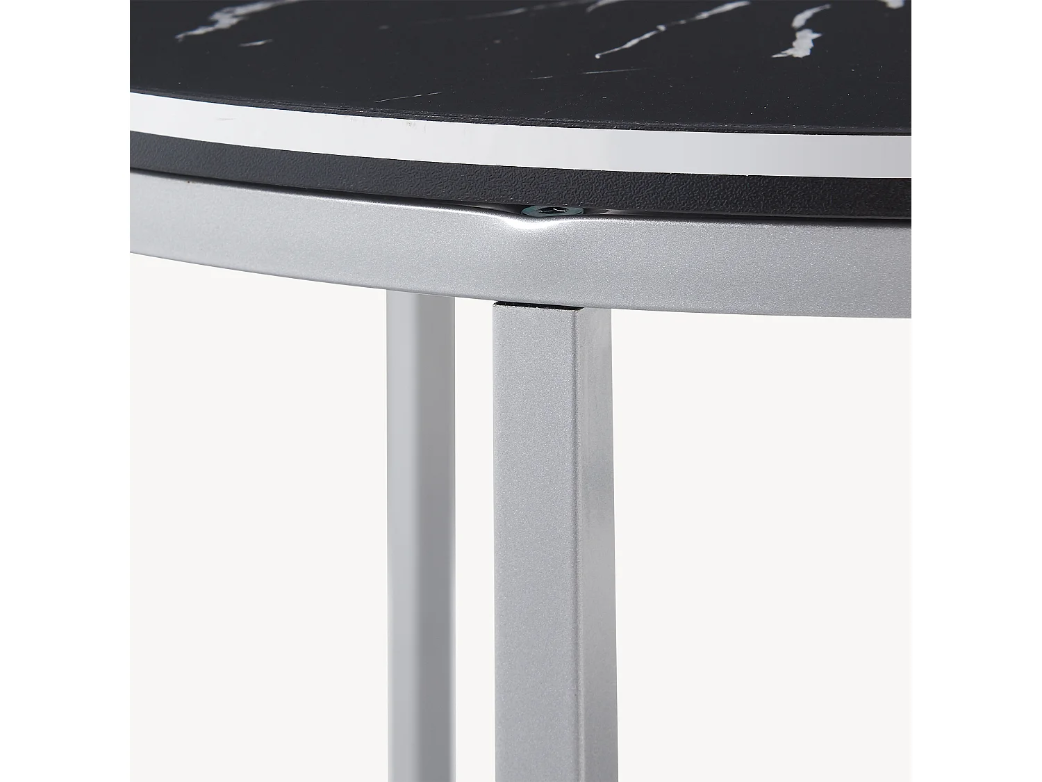 Set de 2 tables d'appoint Skagen rondes gigognes marbre noir argent [en.casa]