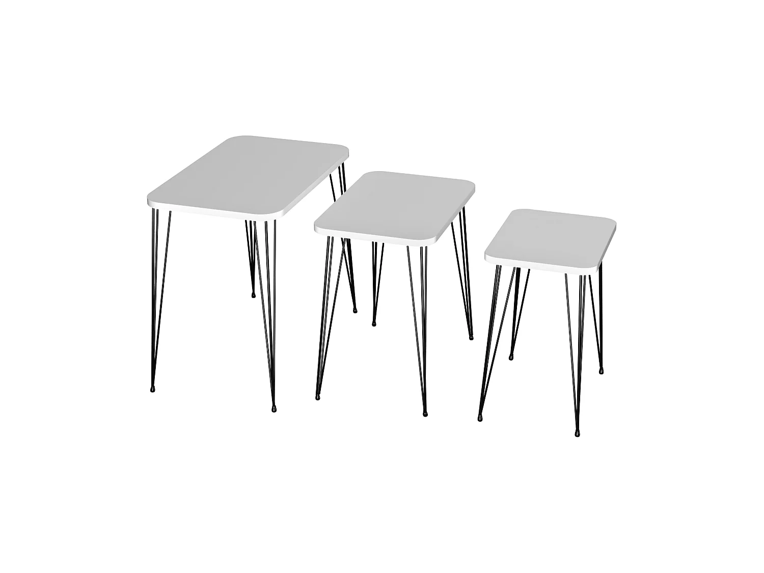 Set de 3 tables d'appoint Rudkøbing rectangulaires gigognes blanc noir [en.casa]