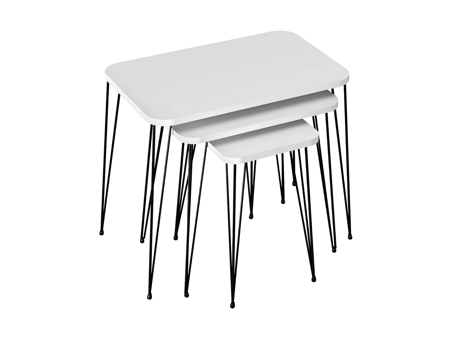 Set de 3 tables d'appoint Rudkøbing rectangulaires gigognes blanc noir [en.casa]