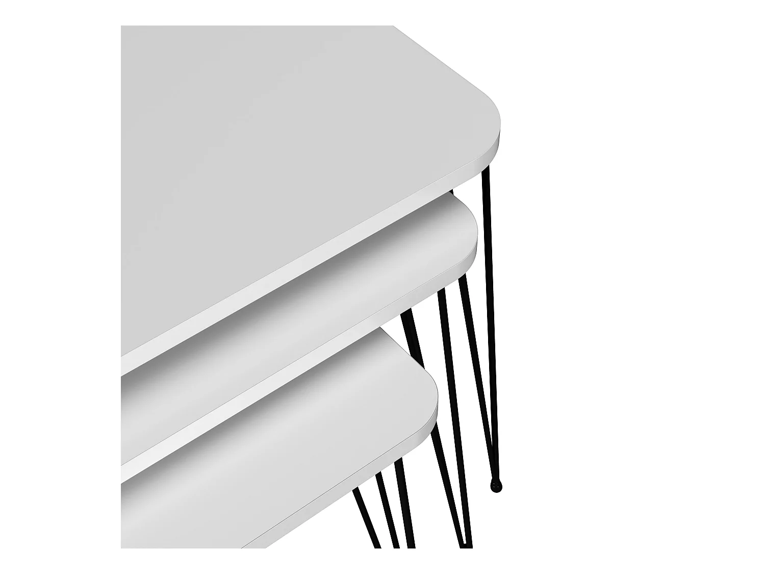 Set de 3 tables d'appoint Rudkøbing rectangulaires gigognes blanc noir [en.casa]