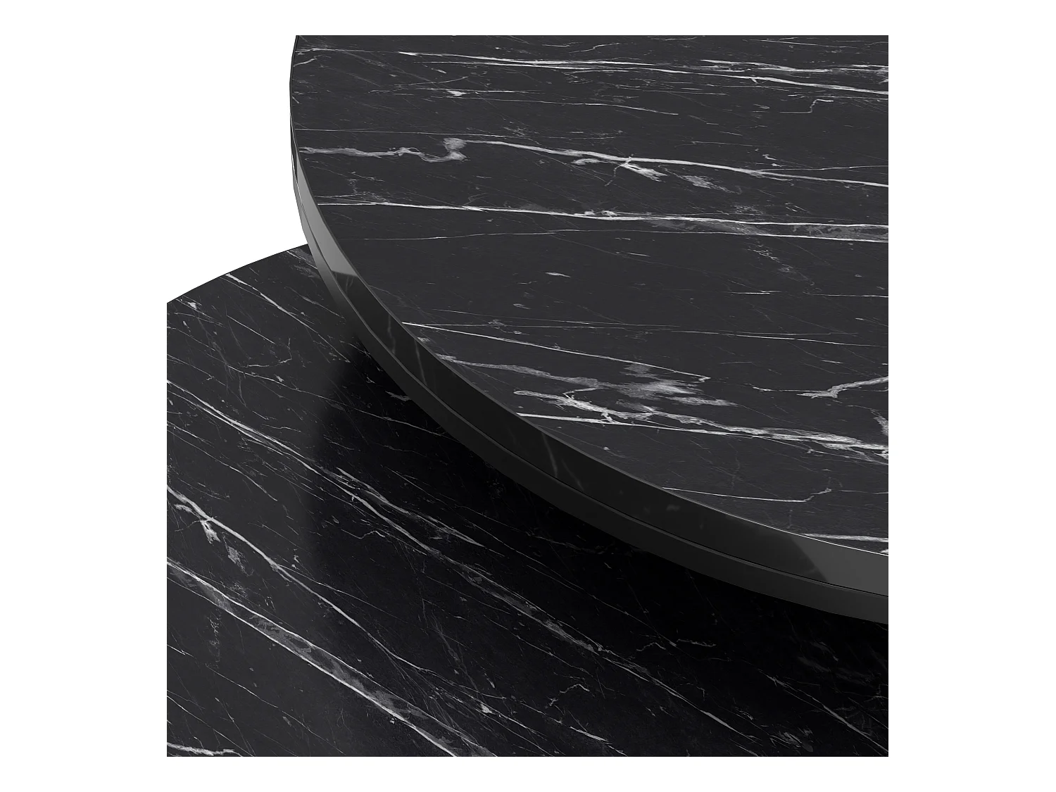 Set de 2 tables d'appoint Skagen rondes gigognes marbre noir [en.casa]