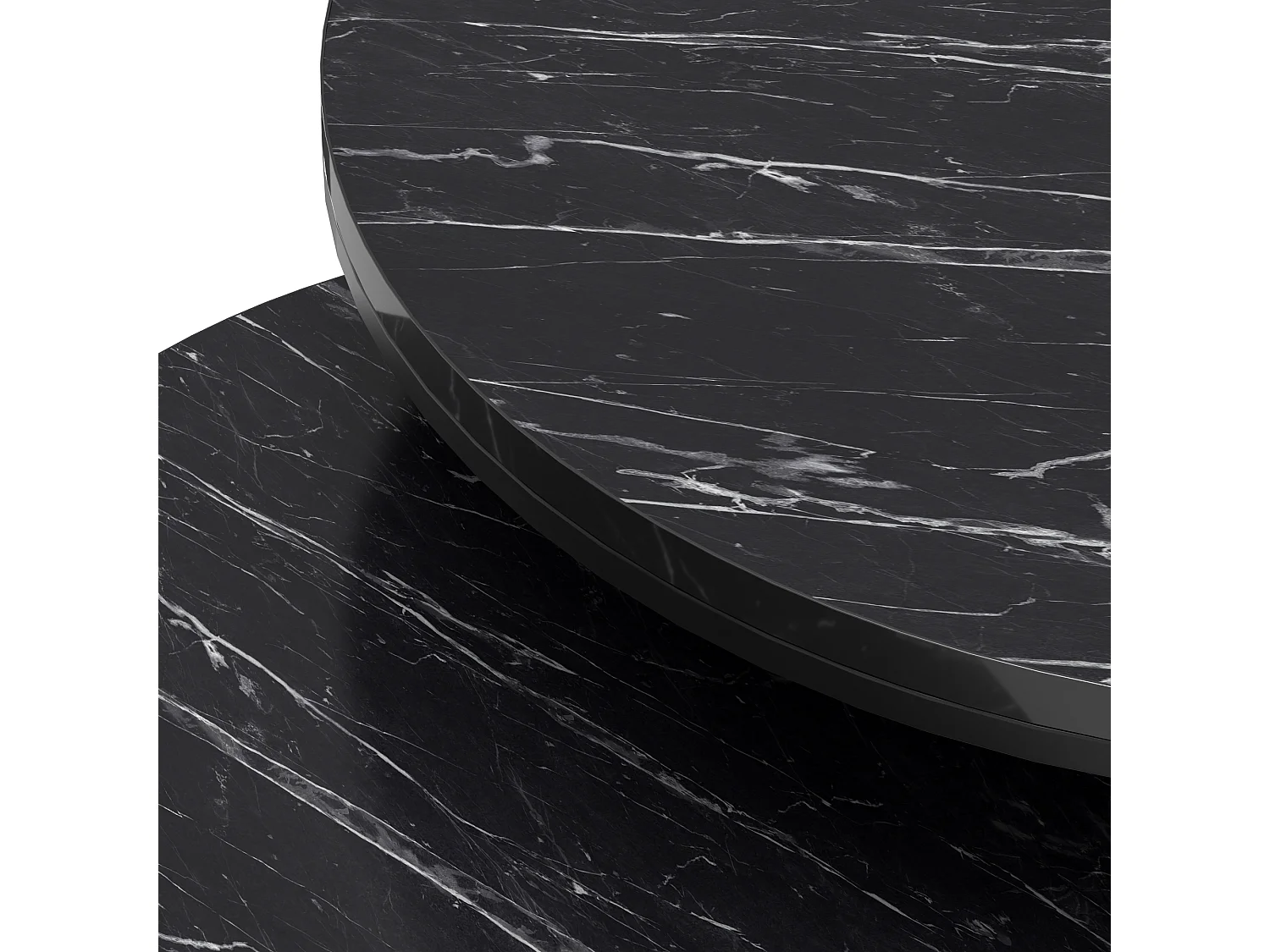 Set de 2 tables d'appoint Skagen rondes gigognes marbre noir [en.casa]