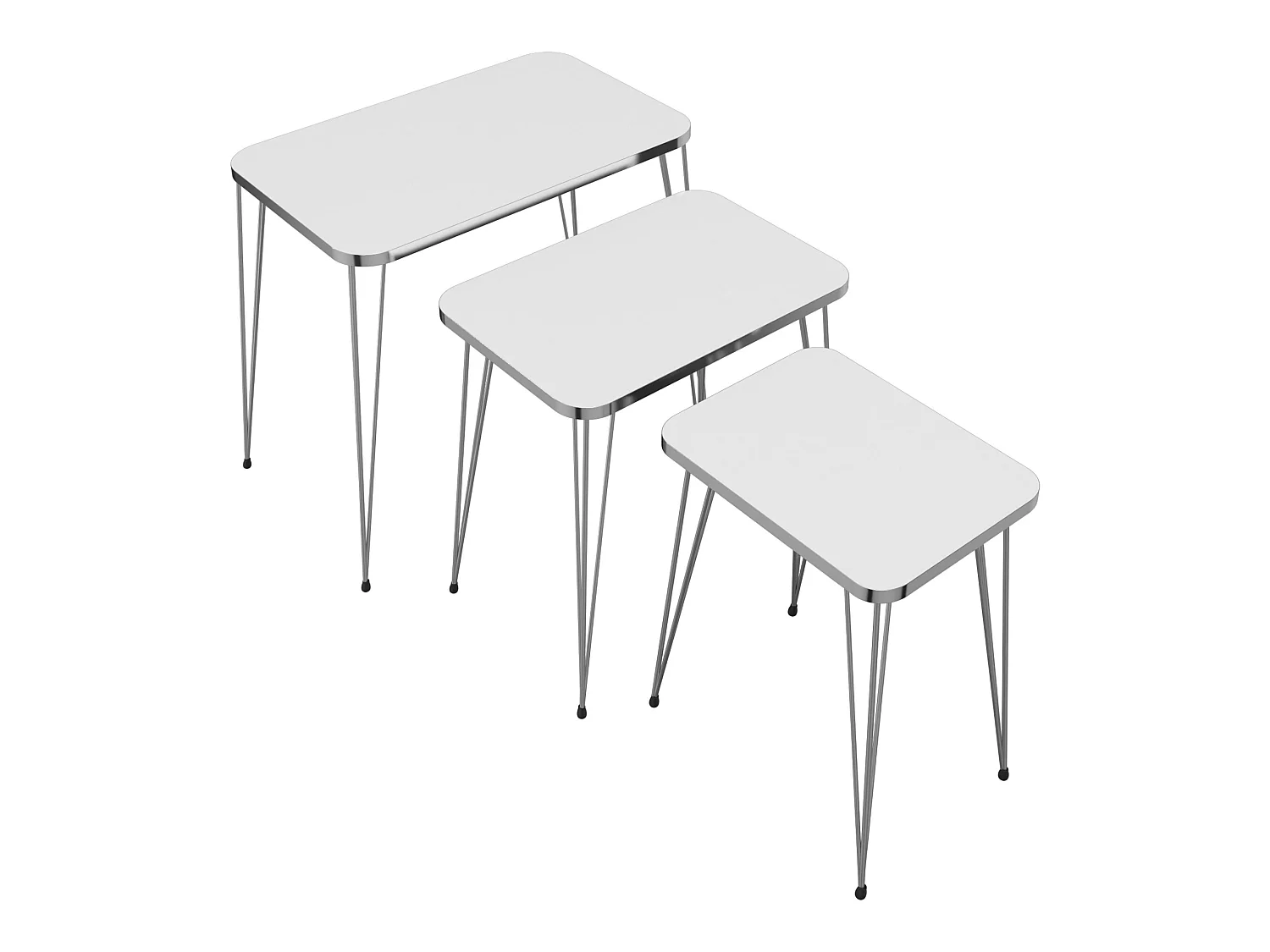 Set de 3 tables d'appoint Rudkøbing rectangulaires gigognes blanc argent [en.casa]