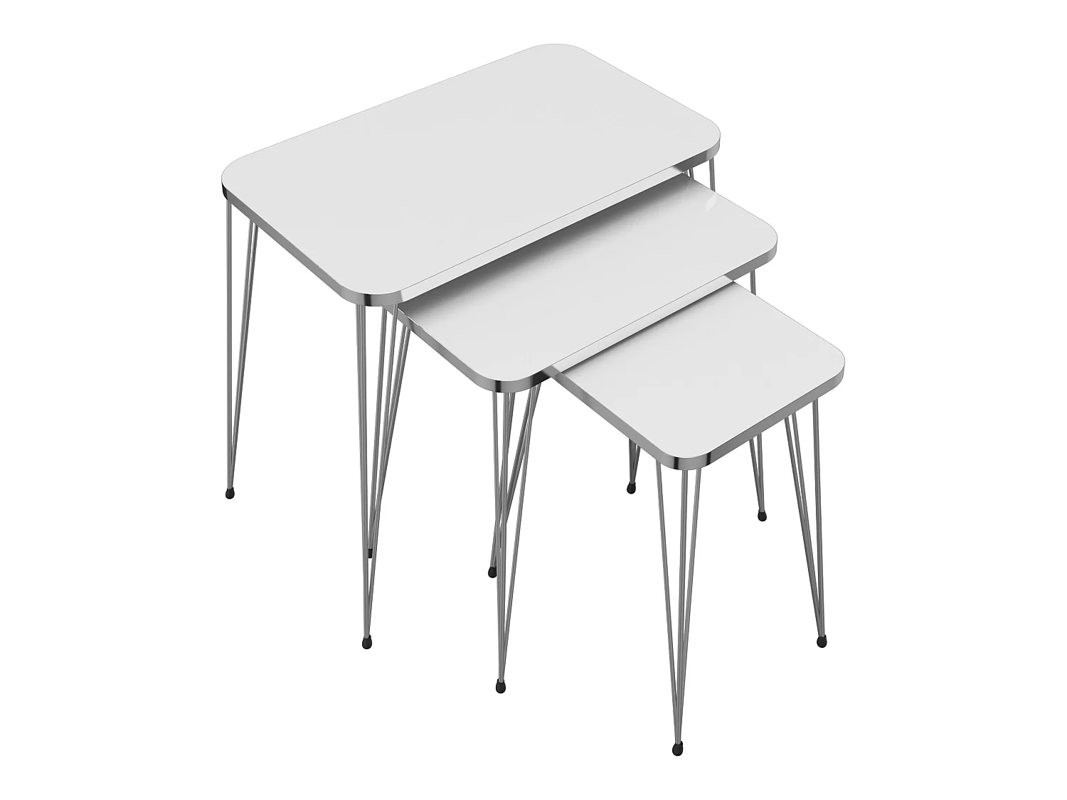 Set de 3 tables d'appoint Rudkøbing rectangulaires gigognes blanc argent [en.casa]