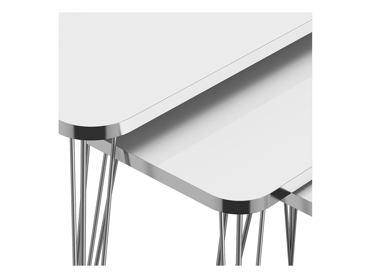 Set de 3 tables d'appoint Rudkøbing rectangulaires gigognes blanc argent [en.casa]