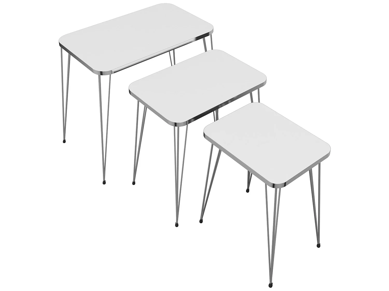 Set de 3 tables d'appoint Rudkøbing rectangulaires gigognes blanc argent [en.casa]