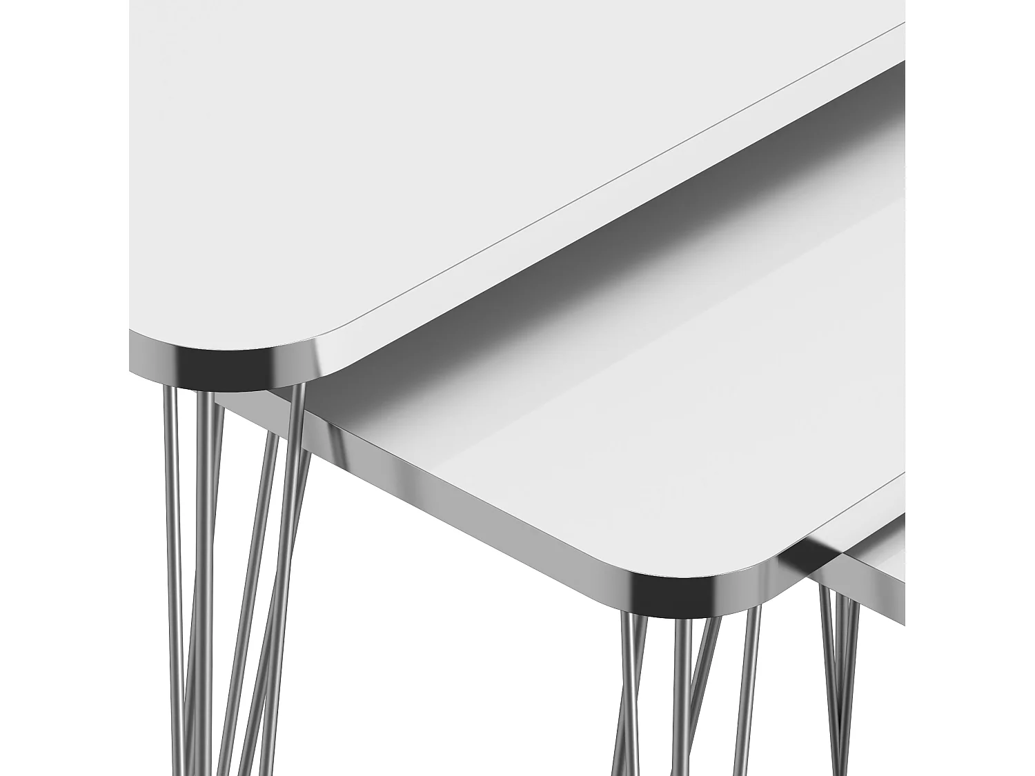 Set de 3 tables d'appoint Rudkøbing rectangulaires gigognes blanc argent [en.casa]