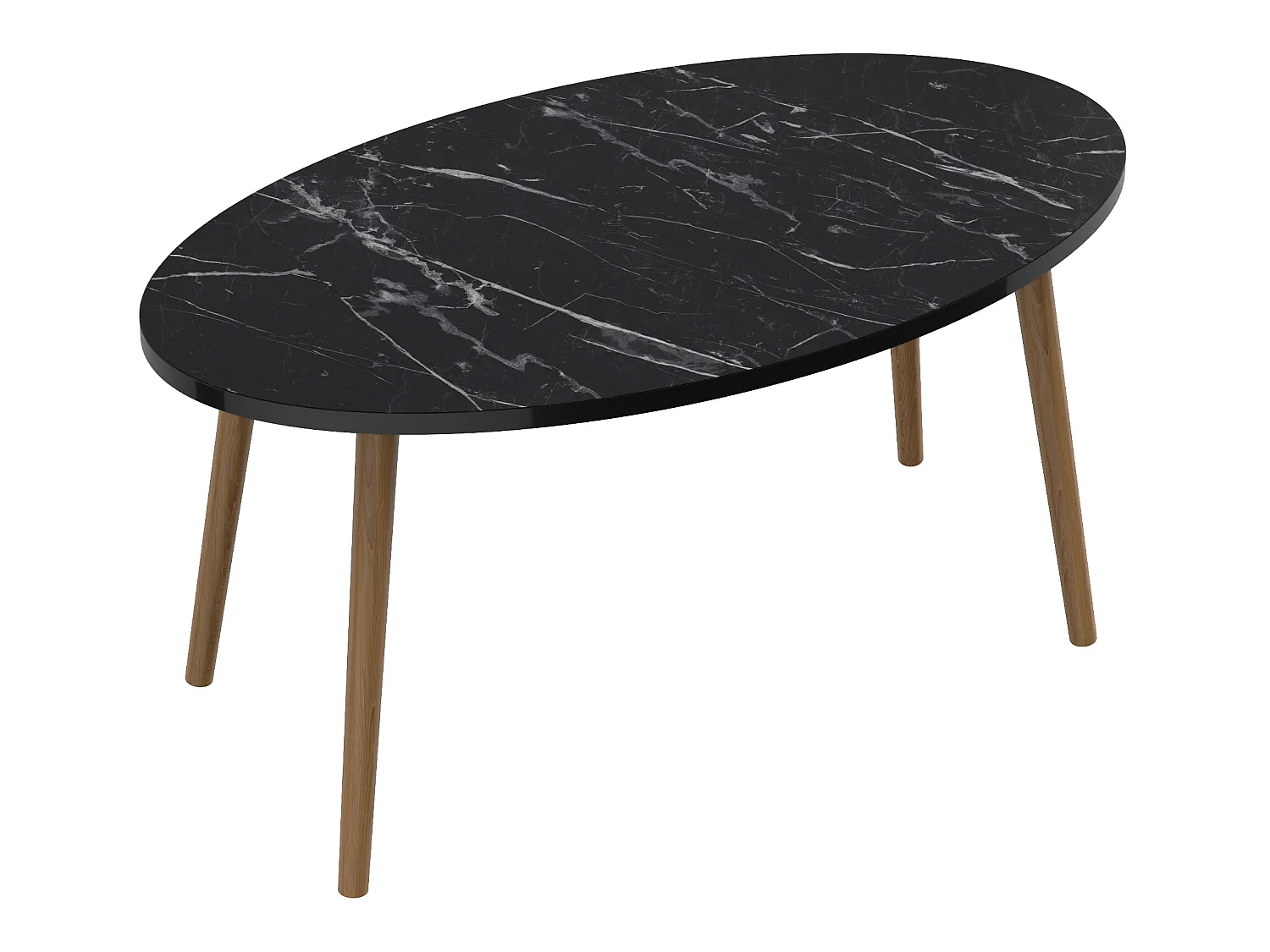 Table basse Sindal ovale 41 x90 x 50cm marbre noir naturel [en.casa]