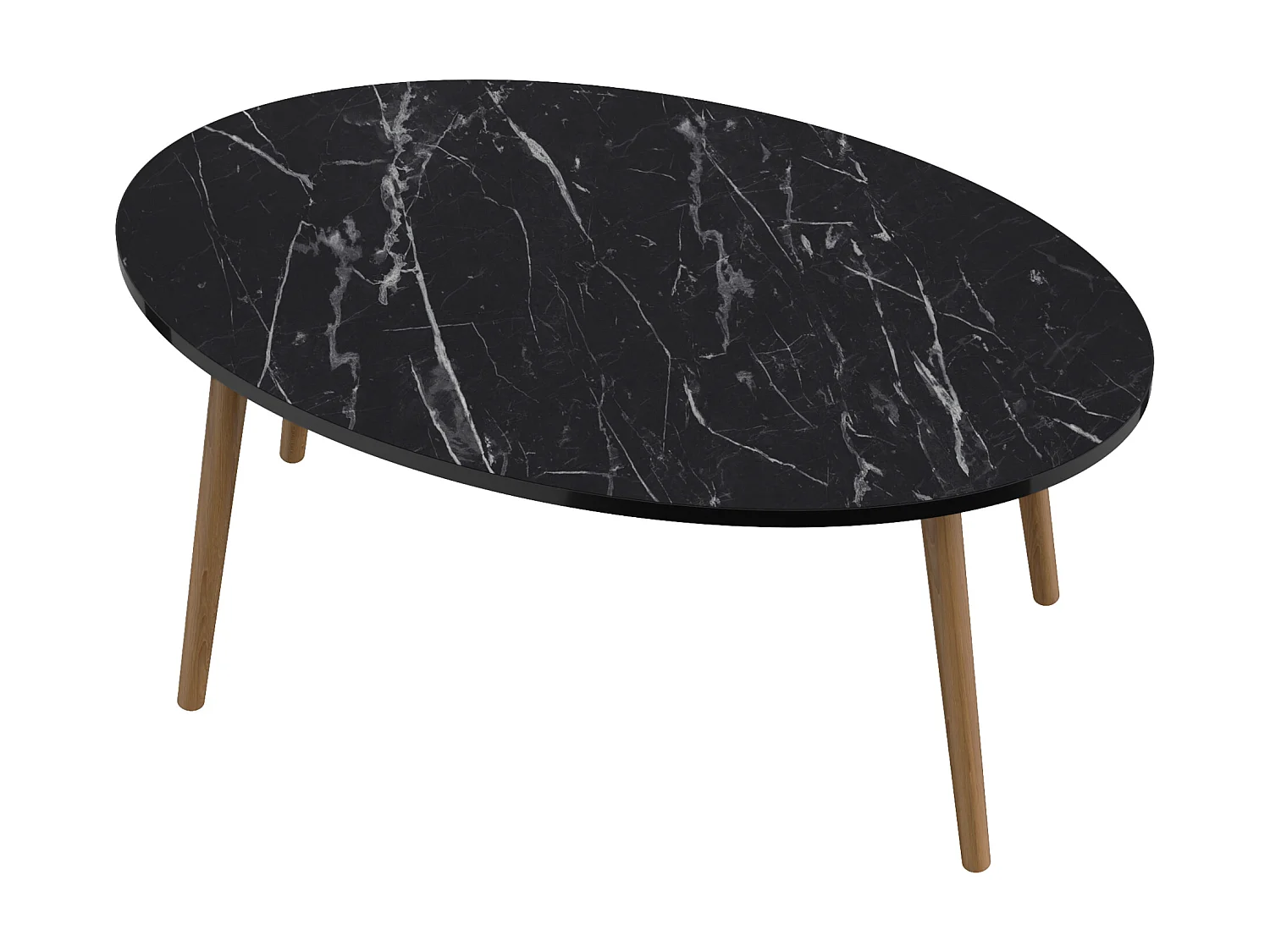 Table basse Sindal ovale 41 x90 x 50cm marbre noir naturel [en.casa]