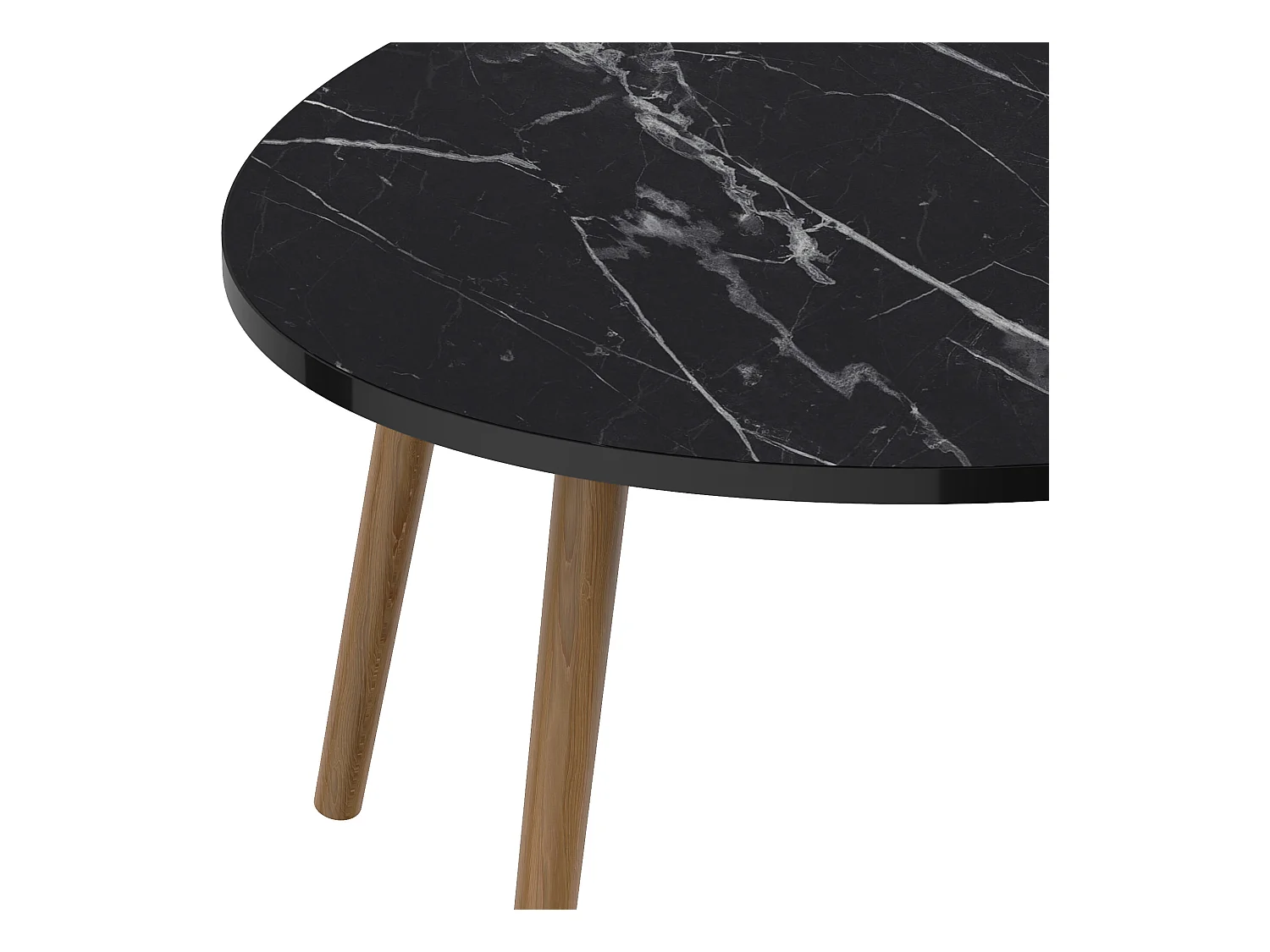 Table basse Sindal ovale 41 x90 x 50cm marbre noir naturel [en.casa]