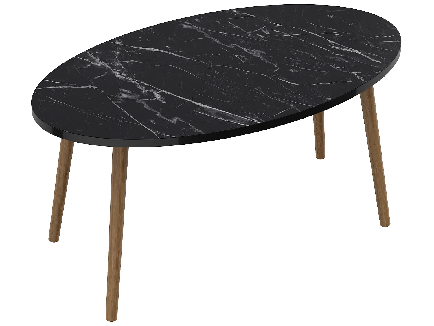 Table basse Sindal ovale 41 x90 x 50cm marbre noir naturel [en.casa]