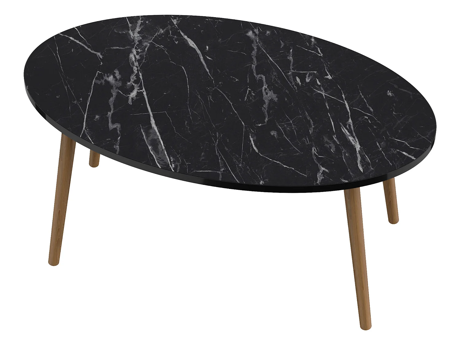 Table basse Sindal ovale 41 x90 x 50cm marbre noir naturel [en.casa]