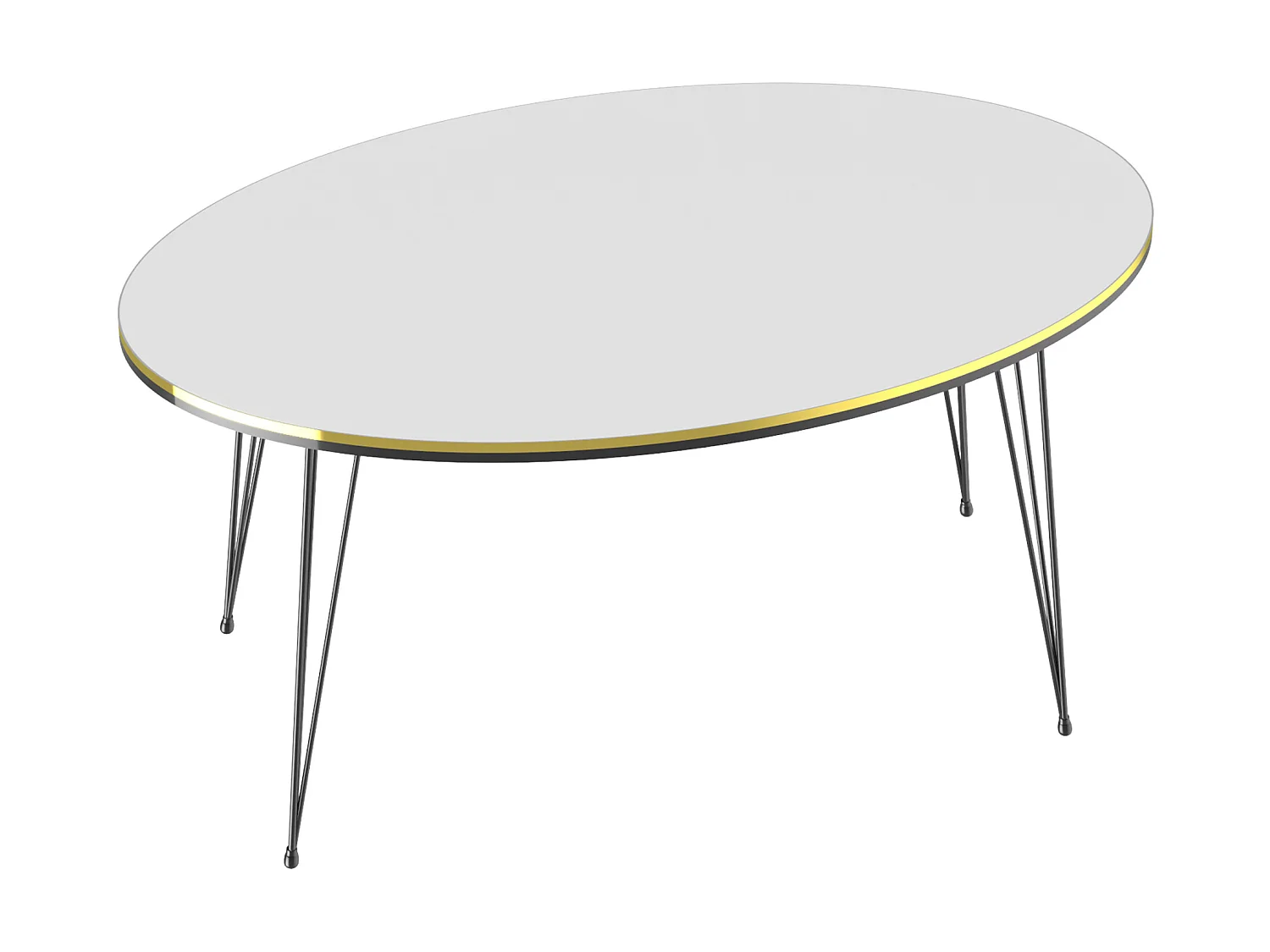 Table basse Hirtshals ovale 41 x 90 x 50 cm blanc or noir [en.casa]