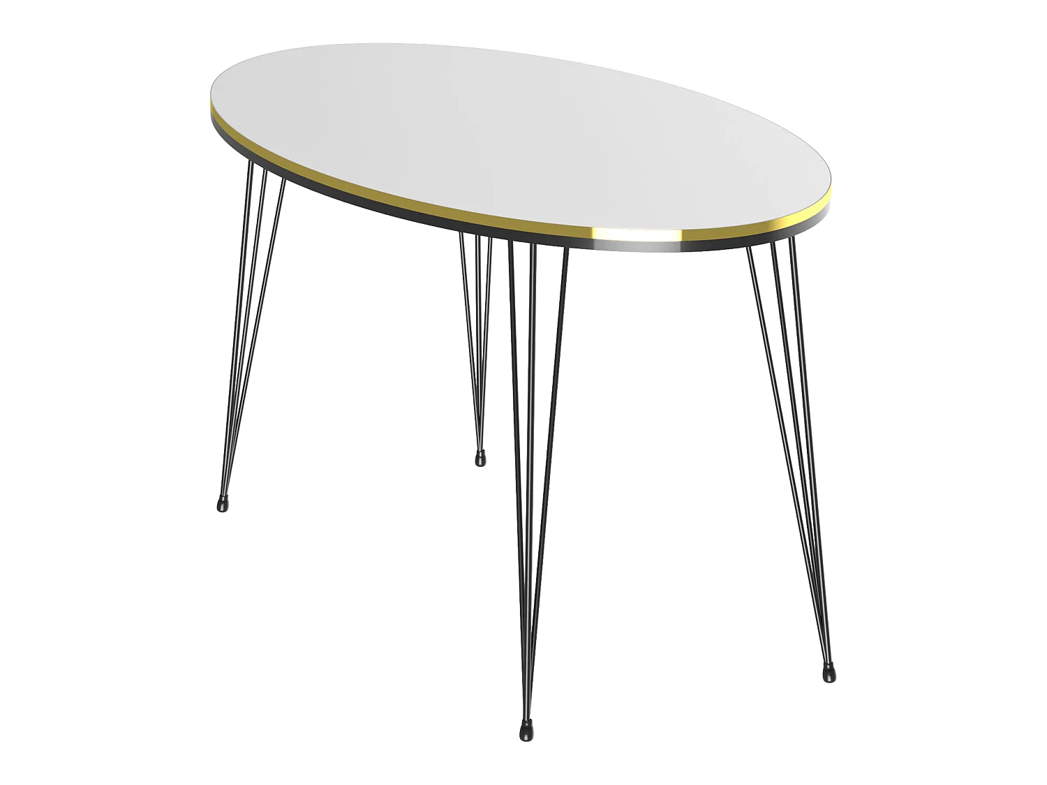 Table basse Hirtshals ovale 41 x 90 x 50 cm blanc or noir [en.casa]