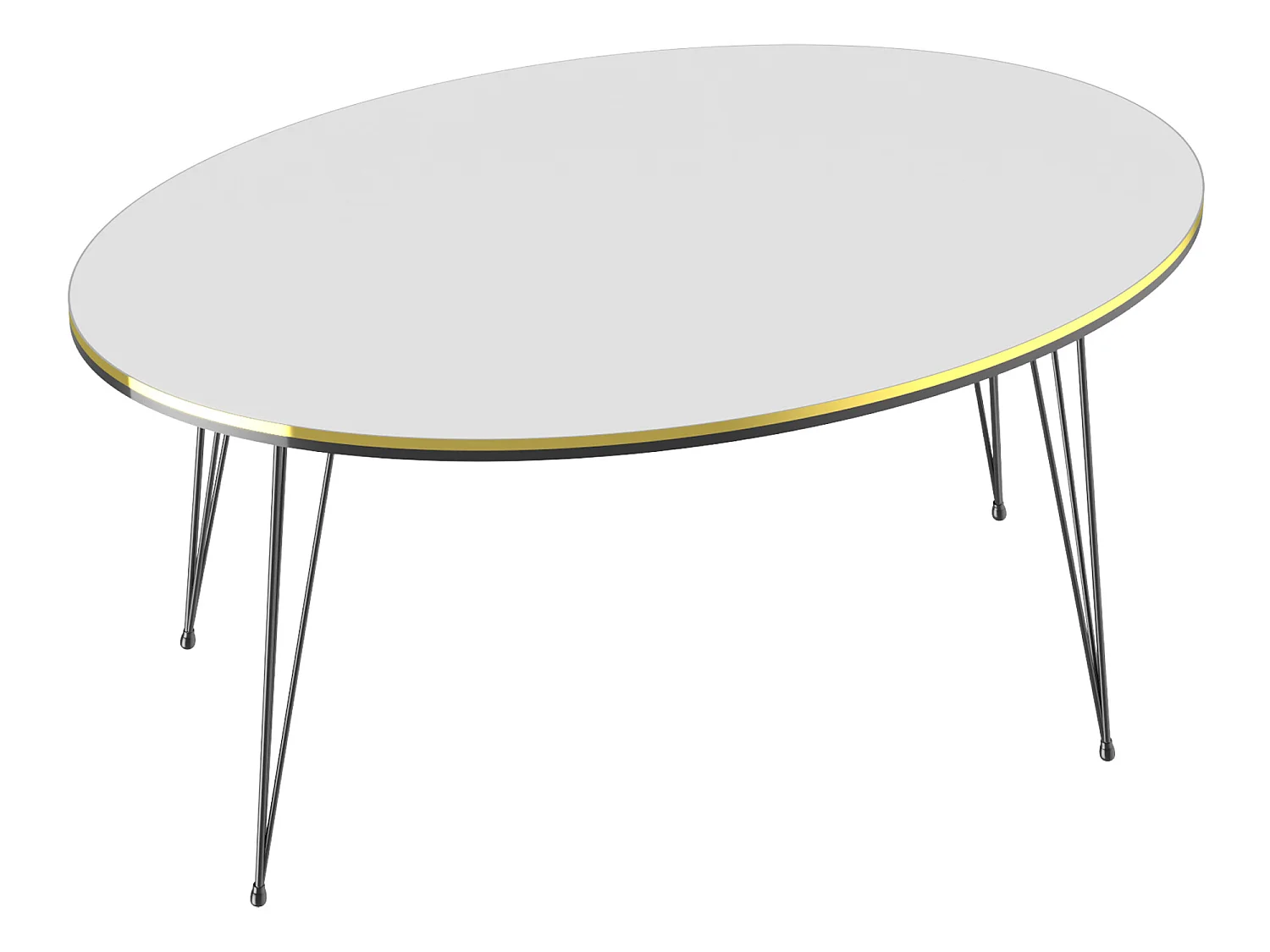 Table basse Hirtshals ovale 41 x 90 x 50 cm blanc or noir [en.casa]