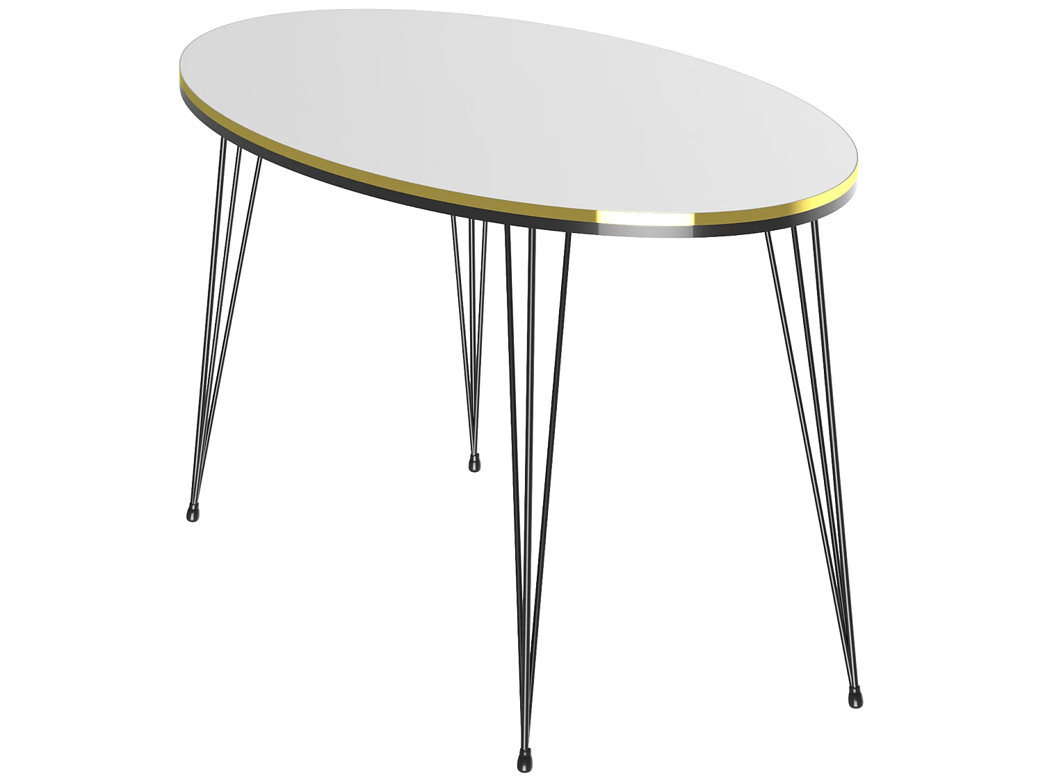 Table basse Hirtshals ovale 41 x 90 x 50 cm blanc or noir [en.casa]