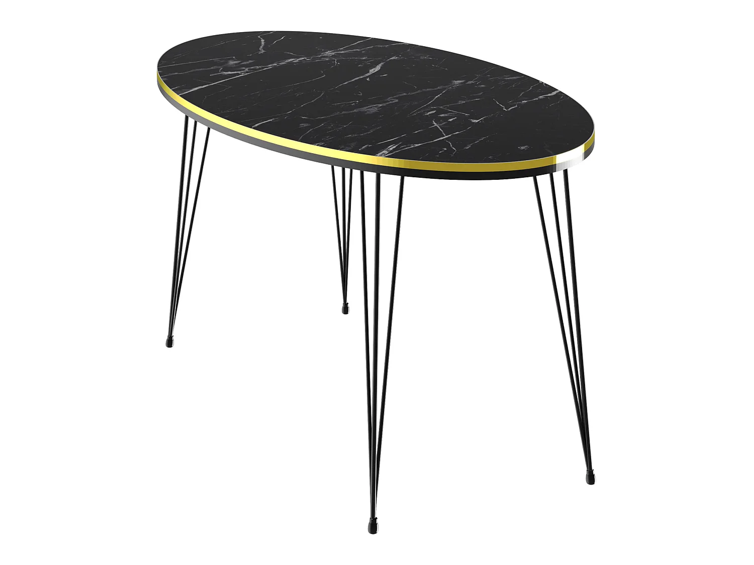 Table basse Hirtshals ovale 41 x 90 x 50 cm marbre noir or [en.casa]