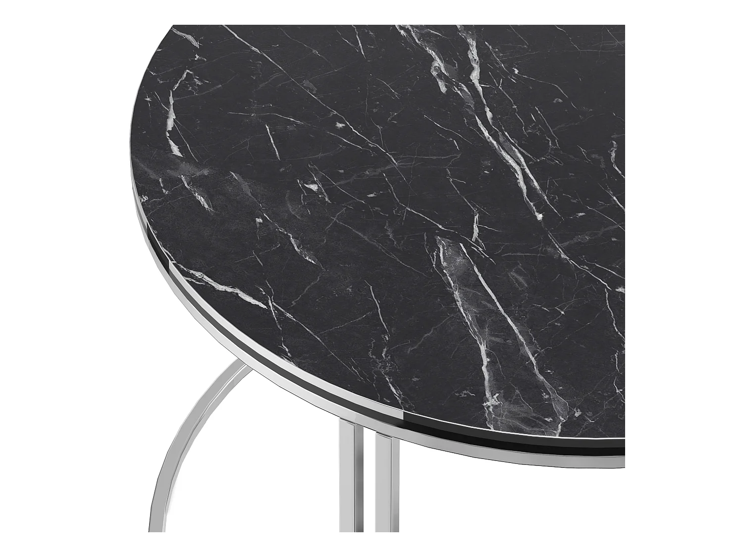 Table basse Aulum ronde 50 x 70 cm marbre noir argent [en.casa]