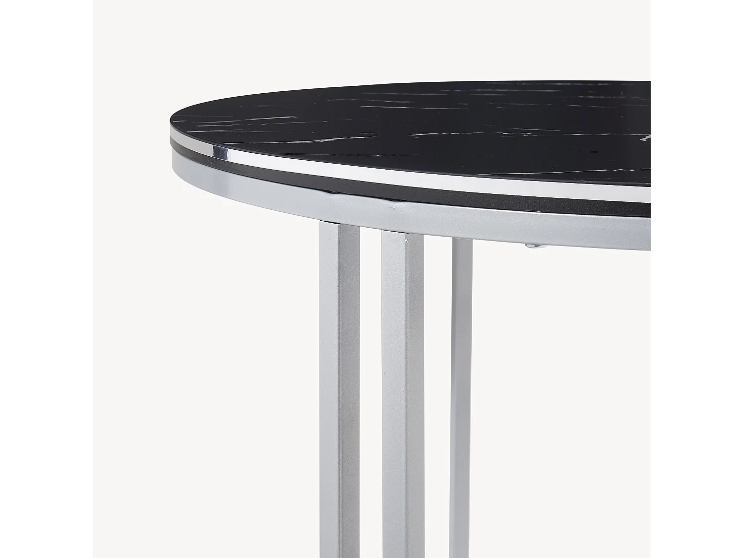 Table basse Aulum ronde 50 x 70 cm marbre noir argent [en.casa]
