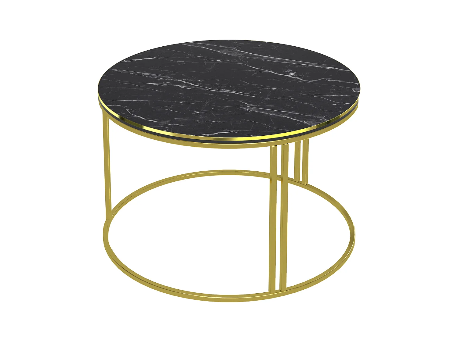 Table basse Aulum ronde 50 x 70 cm marbre noir or [en.casa]