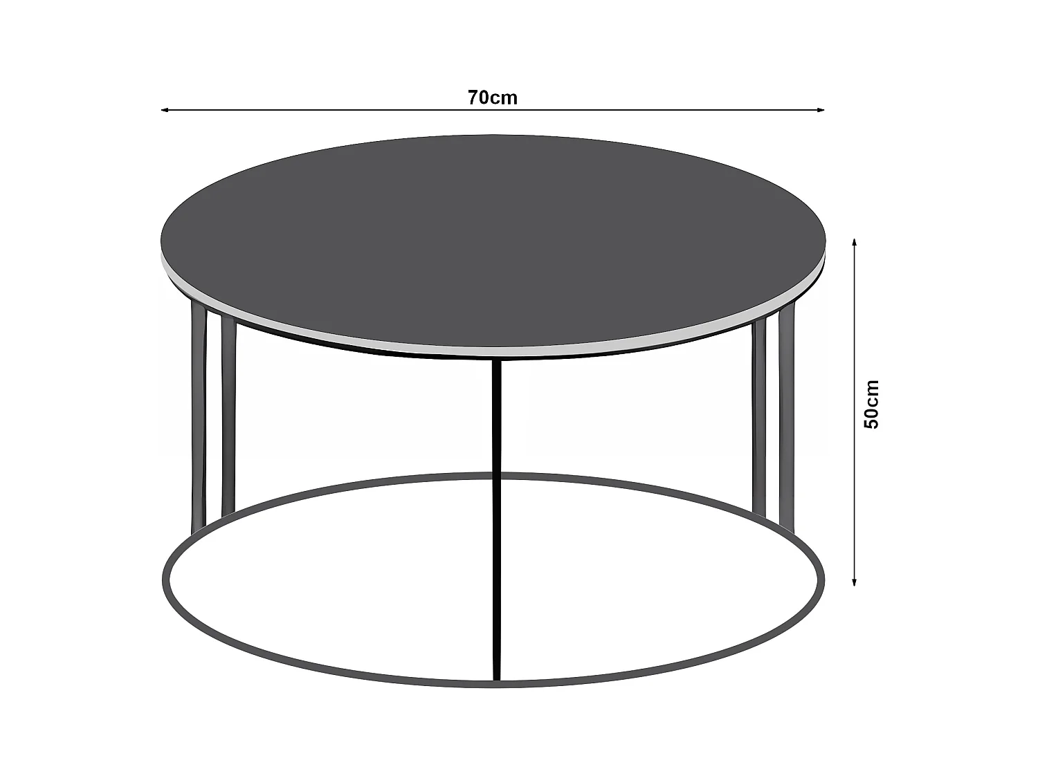 Table basse Aulum ronde 50 x 70 cm marbre noir or [en.casa]