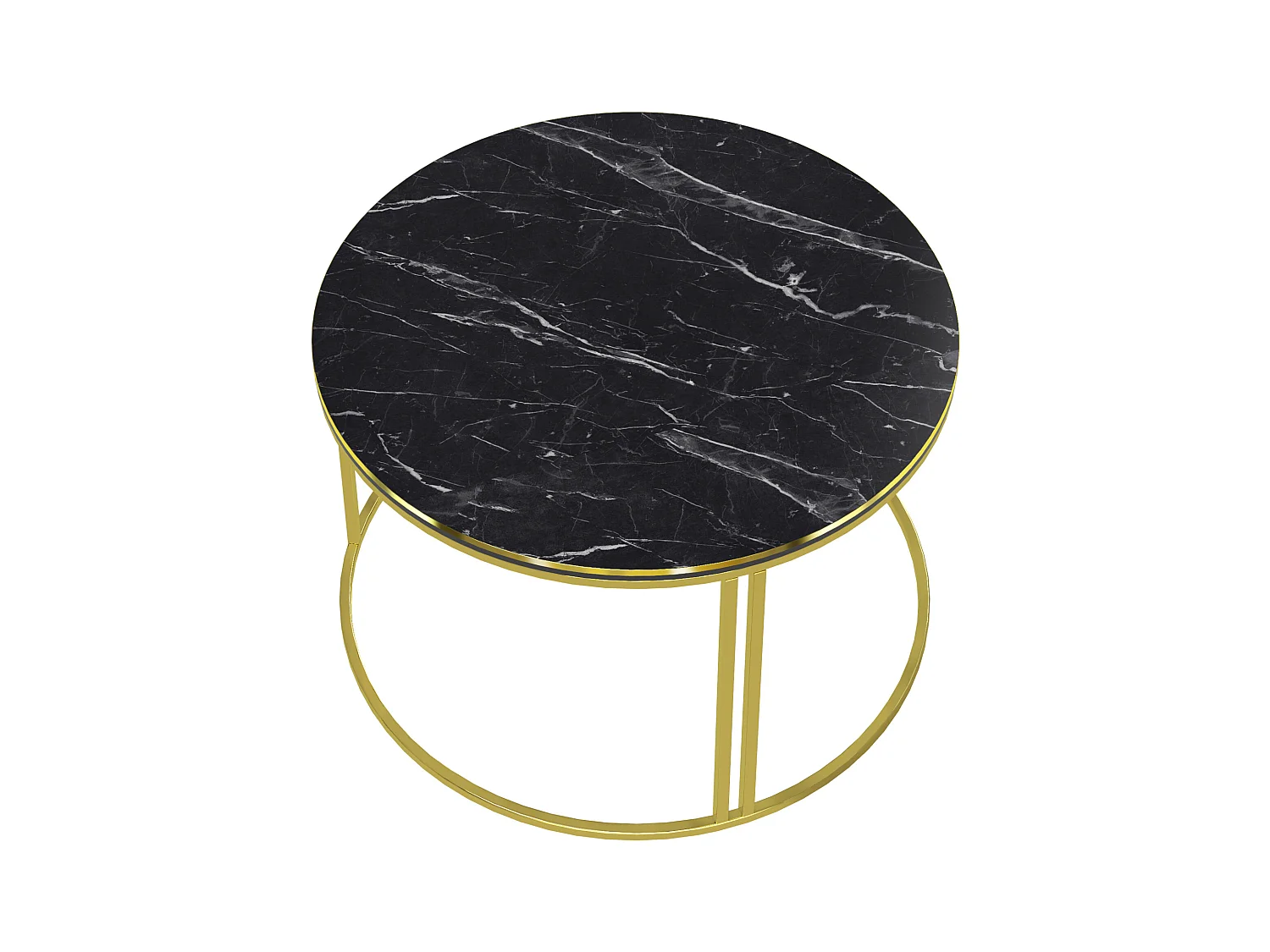 Table basse Aulum ronde 50 x 70 cm marbre noir or [en.casa]
