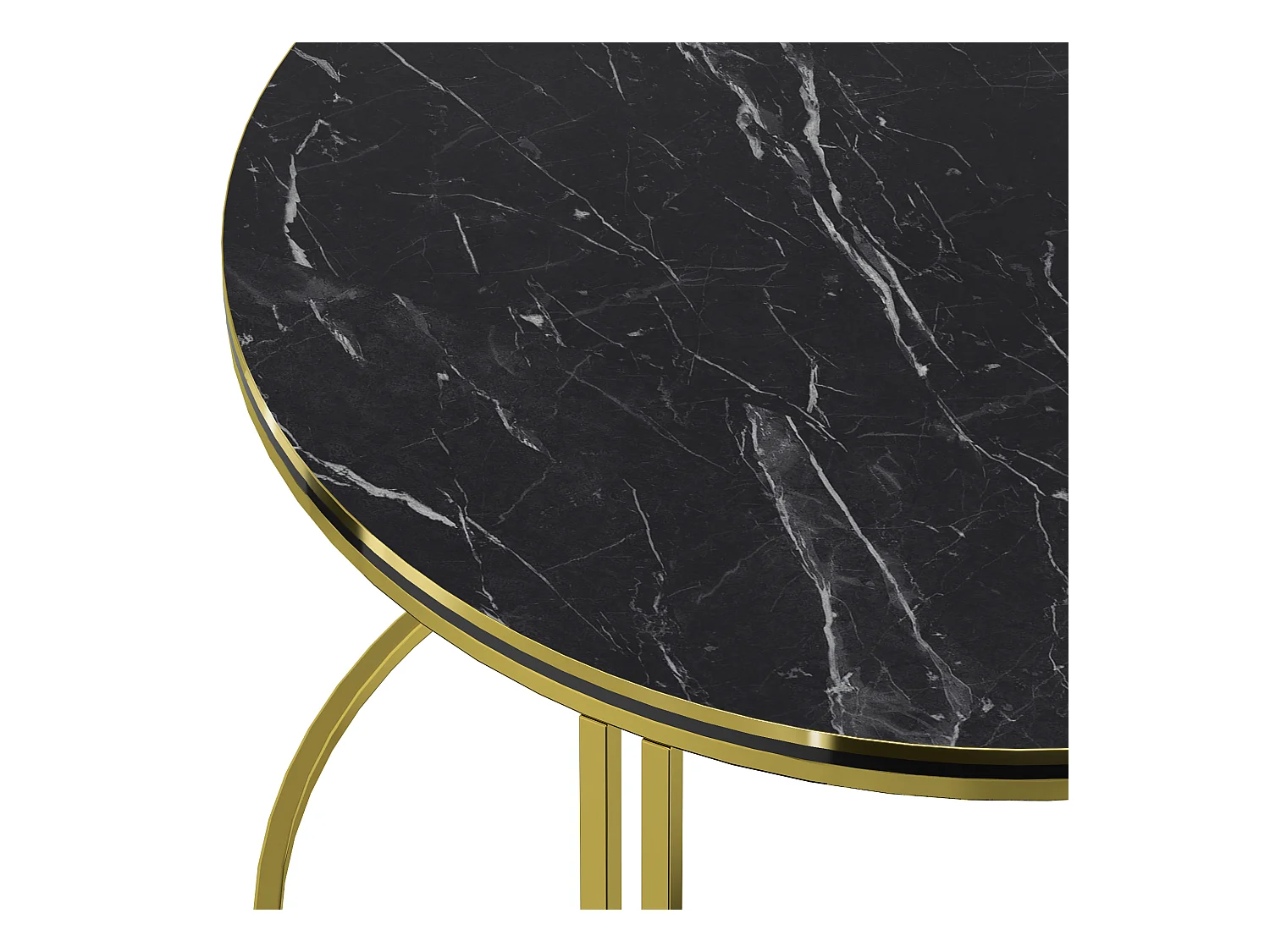 Table basse Aulum ronde 50 x 70 cm marbre noir or [en.casa]