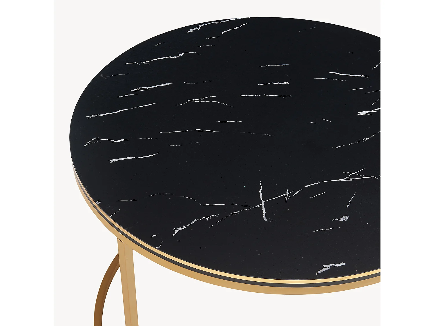 Table basse Aulum ronde 50 x 70 cm marbre noir or [en.casa]