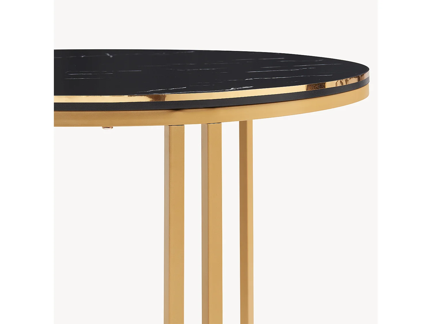Table basse Aulum ronde 50 x 70 cm marbre noir or [en.casa]