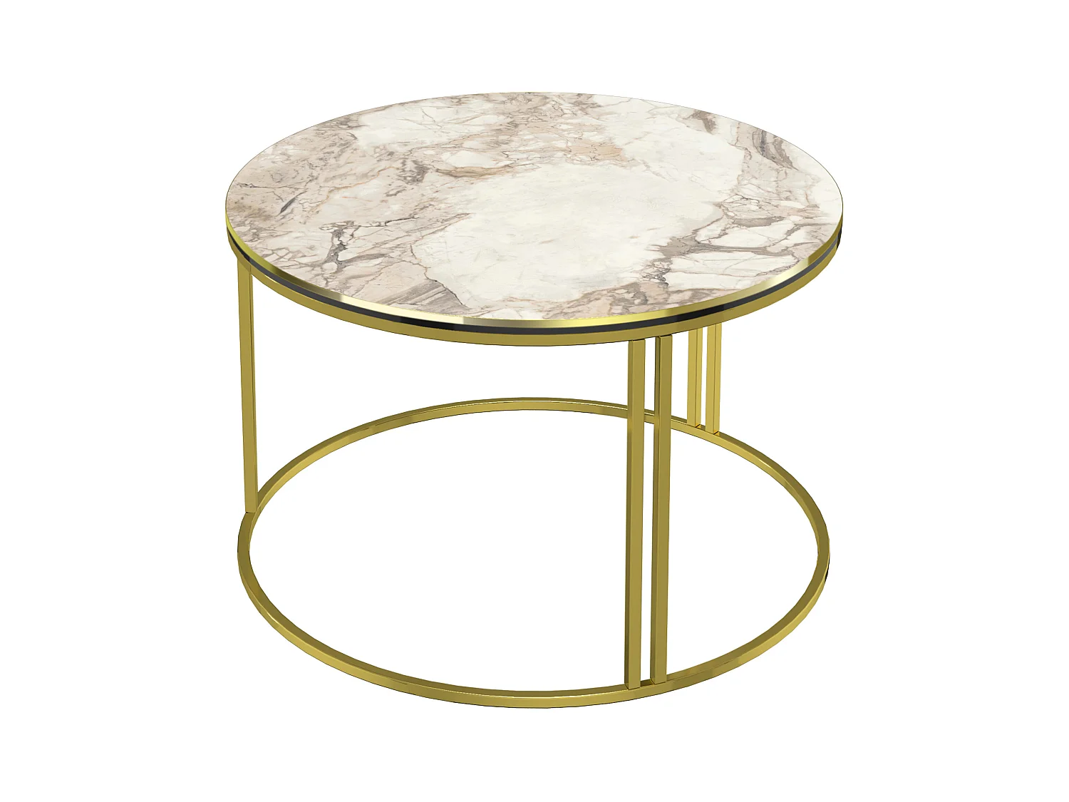 Table basse Aulum ronde 50 x 70 cm marbre blanc or [en.casa]