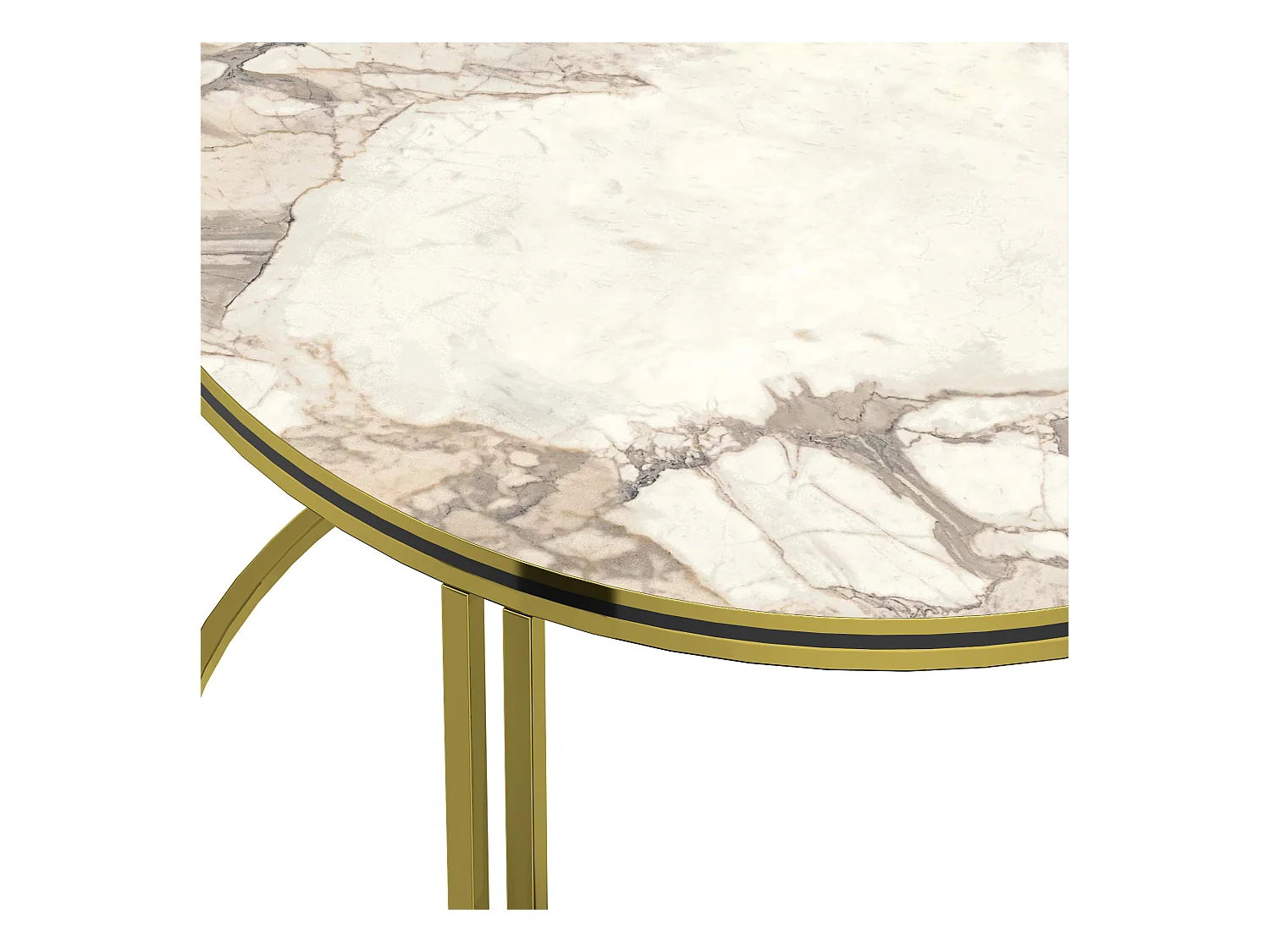 Table basse Aulum ronde 50 x 70 cm marbre blanc or [en.casa]