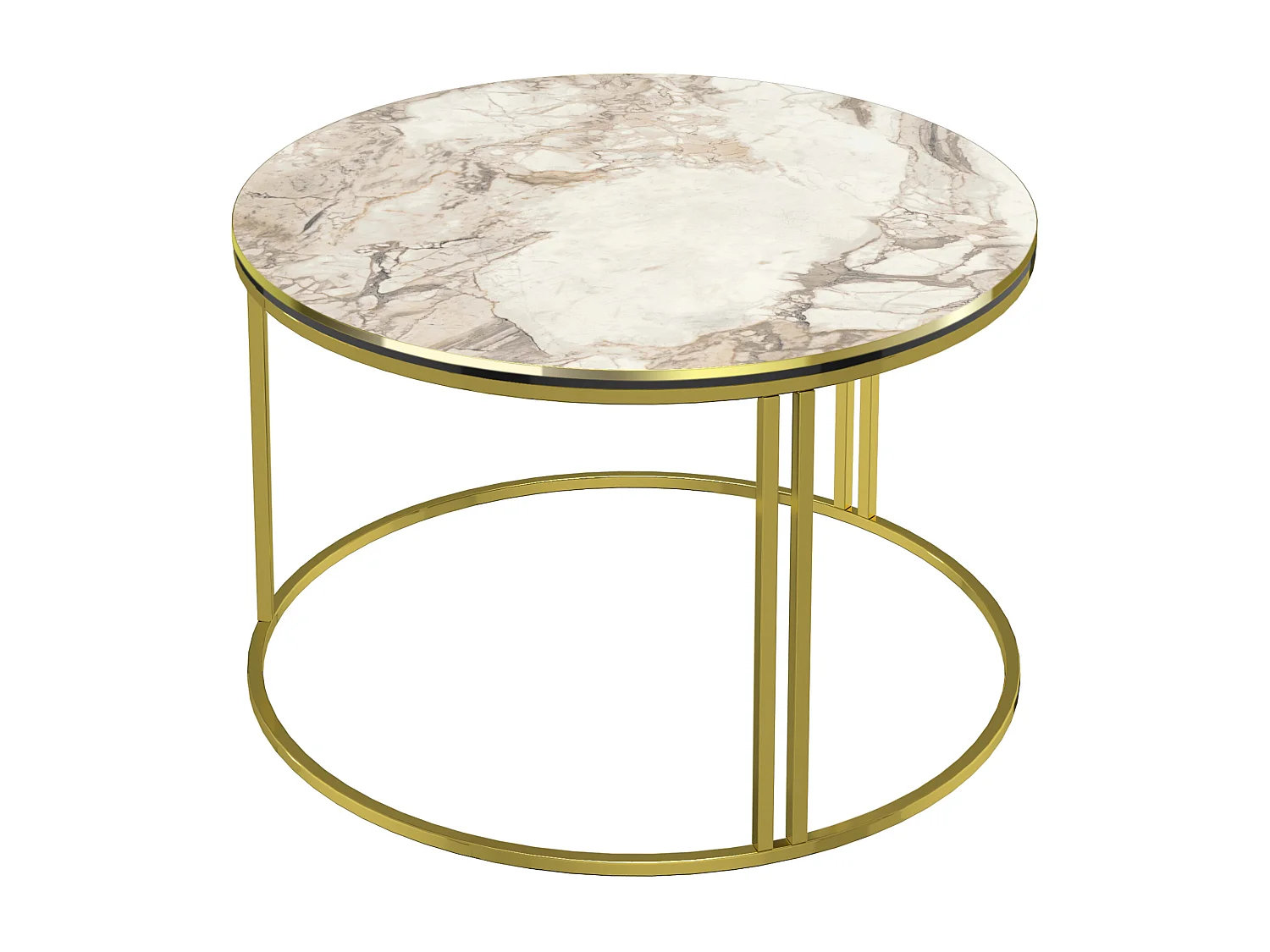 Table basse Aulum ronde 50 x 70 cm marbre blanc or [en.casa]