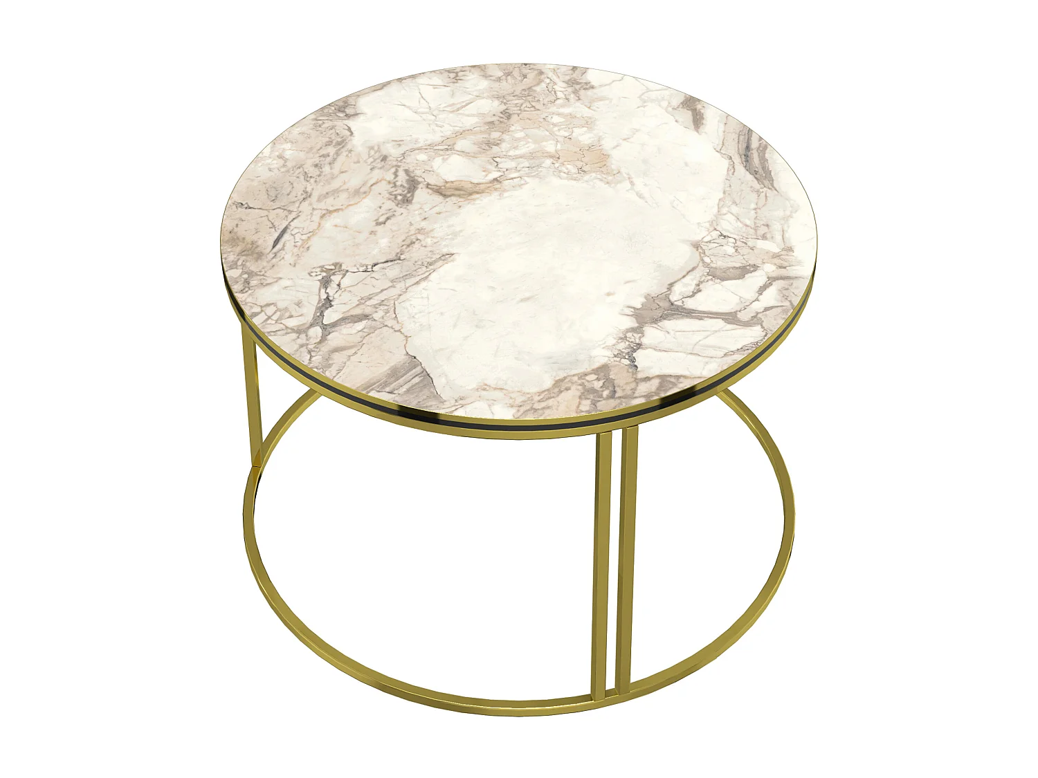Table basse Aulum ronde 50 x 70 cm marbre blanc or [en.casa]