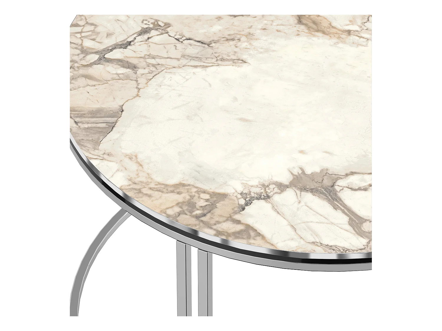 Table basse Aulum ronde 50 x 70 cm marbre blanc argent [en.casa]