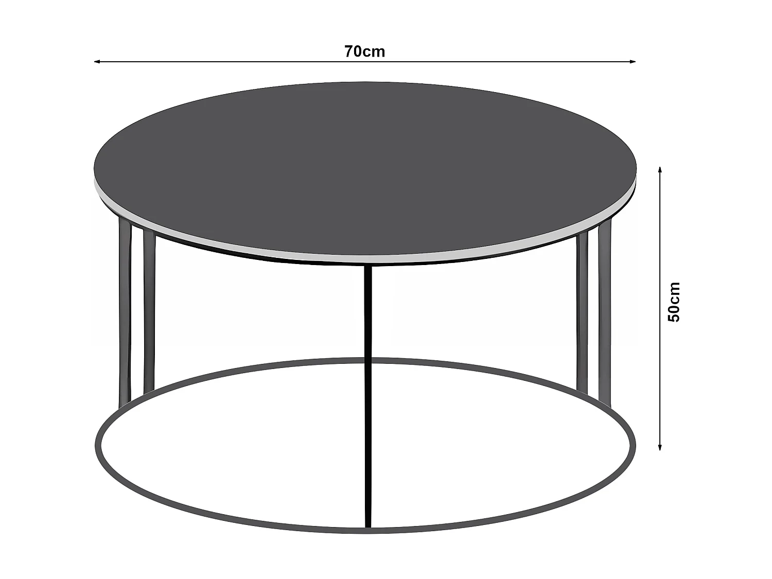 Table basse Aulum ronde 50 x 70 cm marbre blanc argent [en.casa]