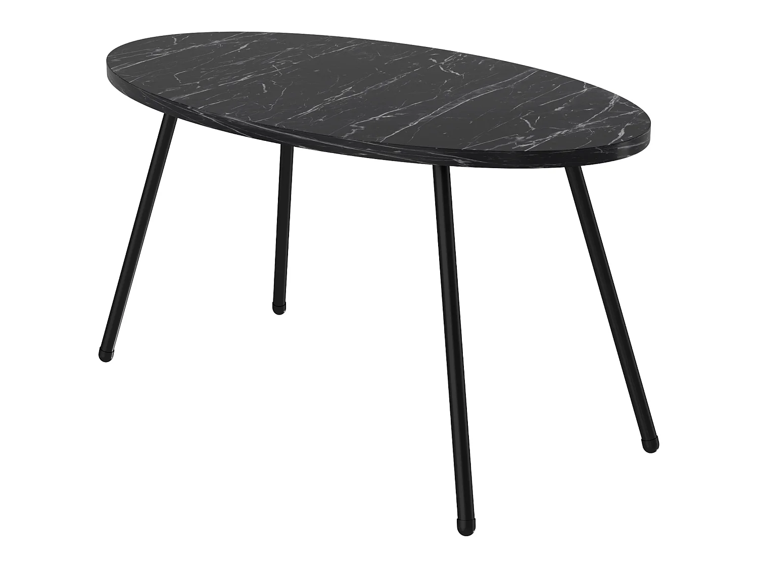 Table basse Skærbæk ovale 43 x 90 x 50 cm marbre noir [en.casa]