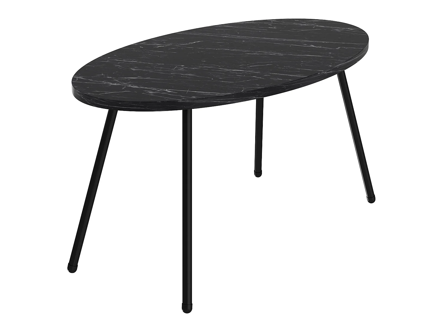 Table basse Skærbæk ovale 43 x 90 x 50 cm marbre noir [en.casa]