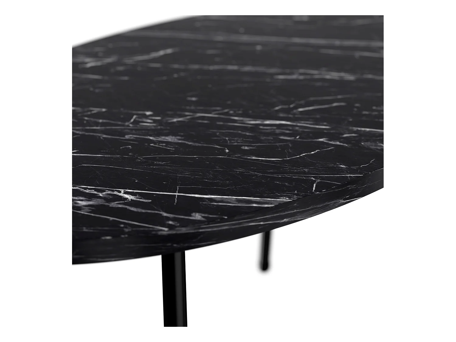 Table basse Skærbæk ovale 43 x 90 x 50 cm marbre noir [en.casa]