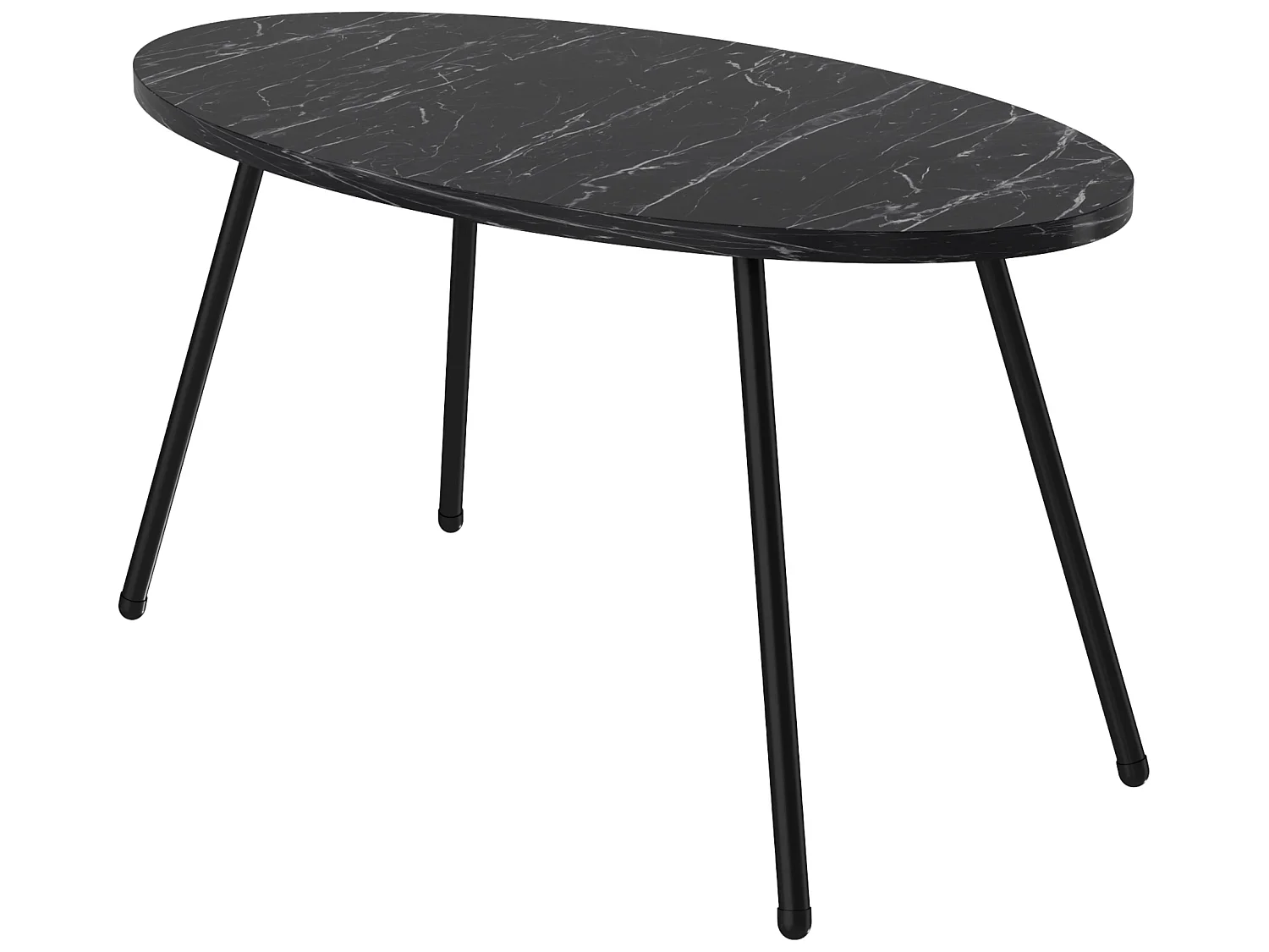 Table basse Skærbæk ovale 43 x 90 x 50 cm marbre noir [en.casa]