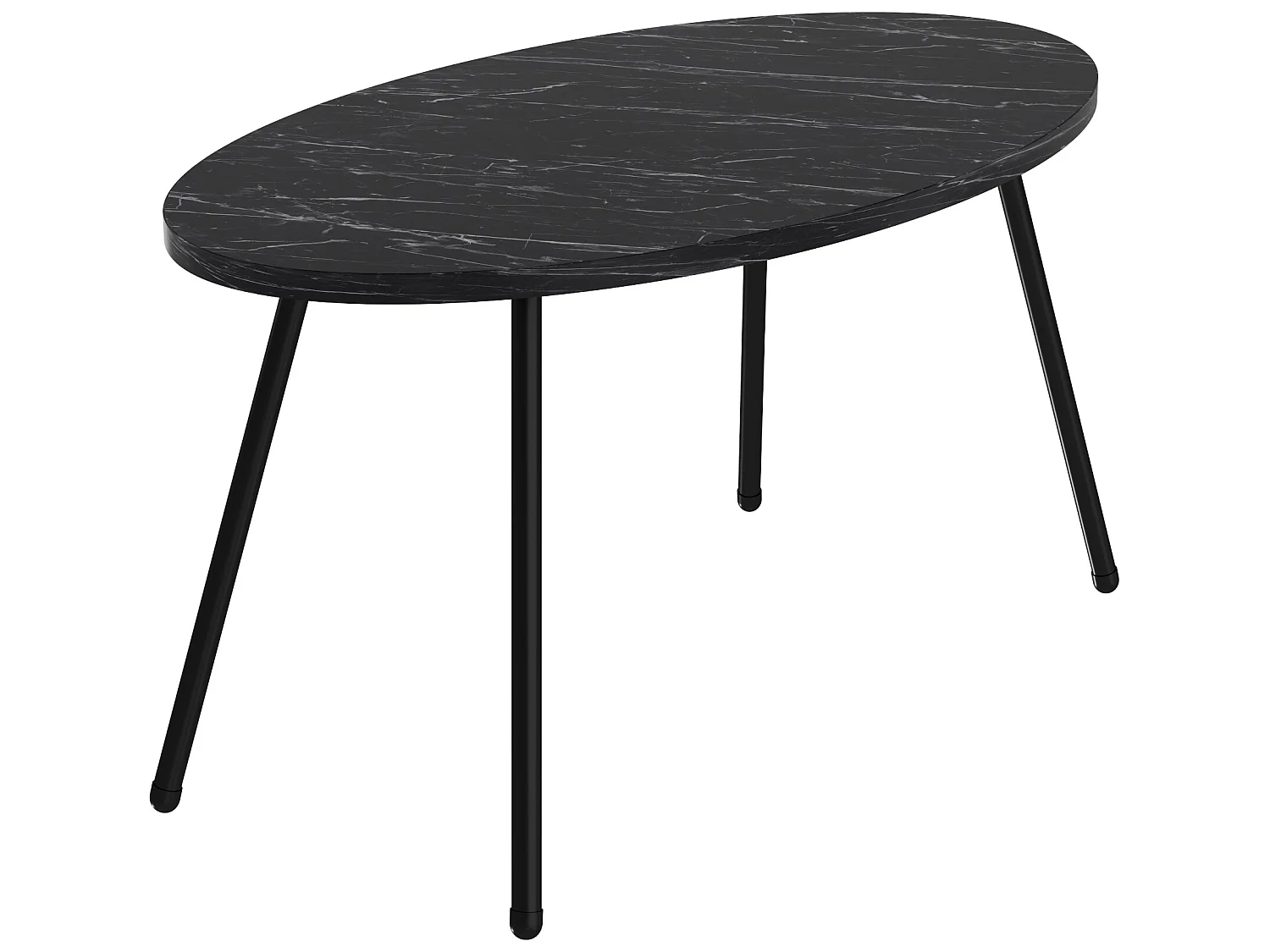 Table basse Skærbæk ovale 43 x 90 x 50 cm marbre noir [en.casa]