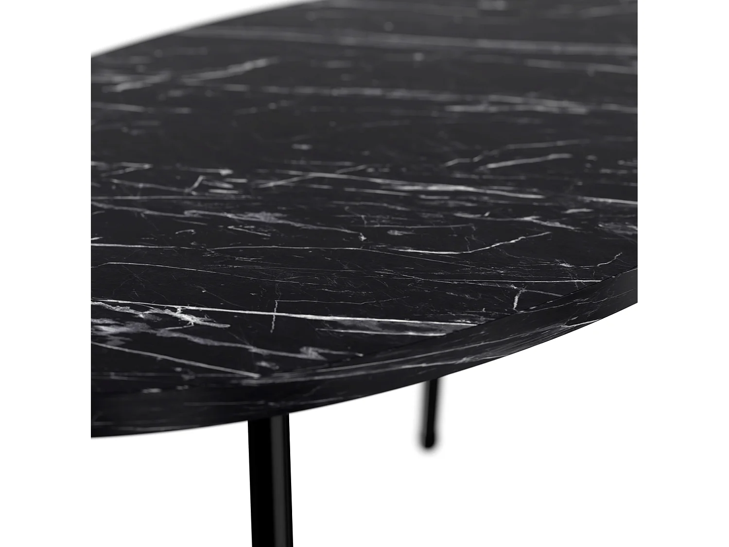 Table basse Skærbæk ovale 43 x 90 x 50 cm marbre noir [en.casa]