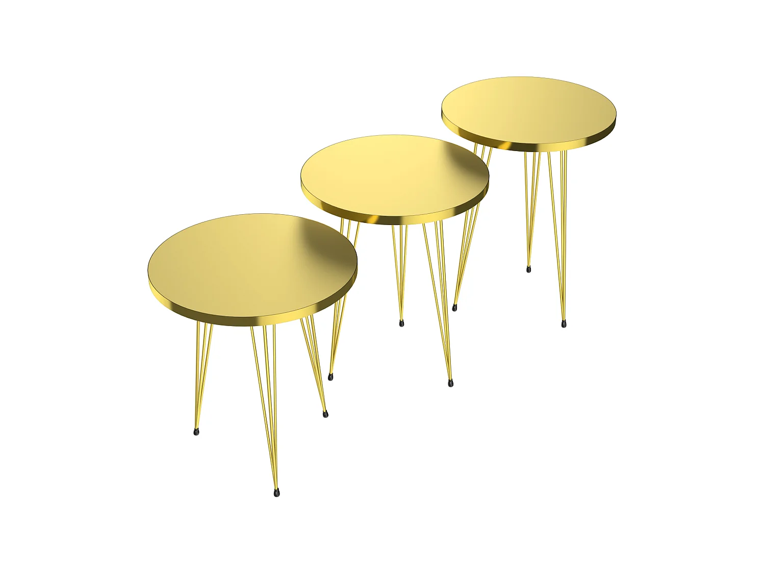 Set de 3 tables d'appoint Skibby rondes gigognes or [en.casa]