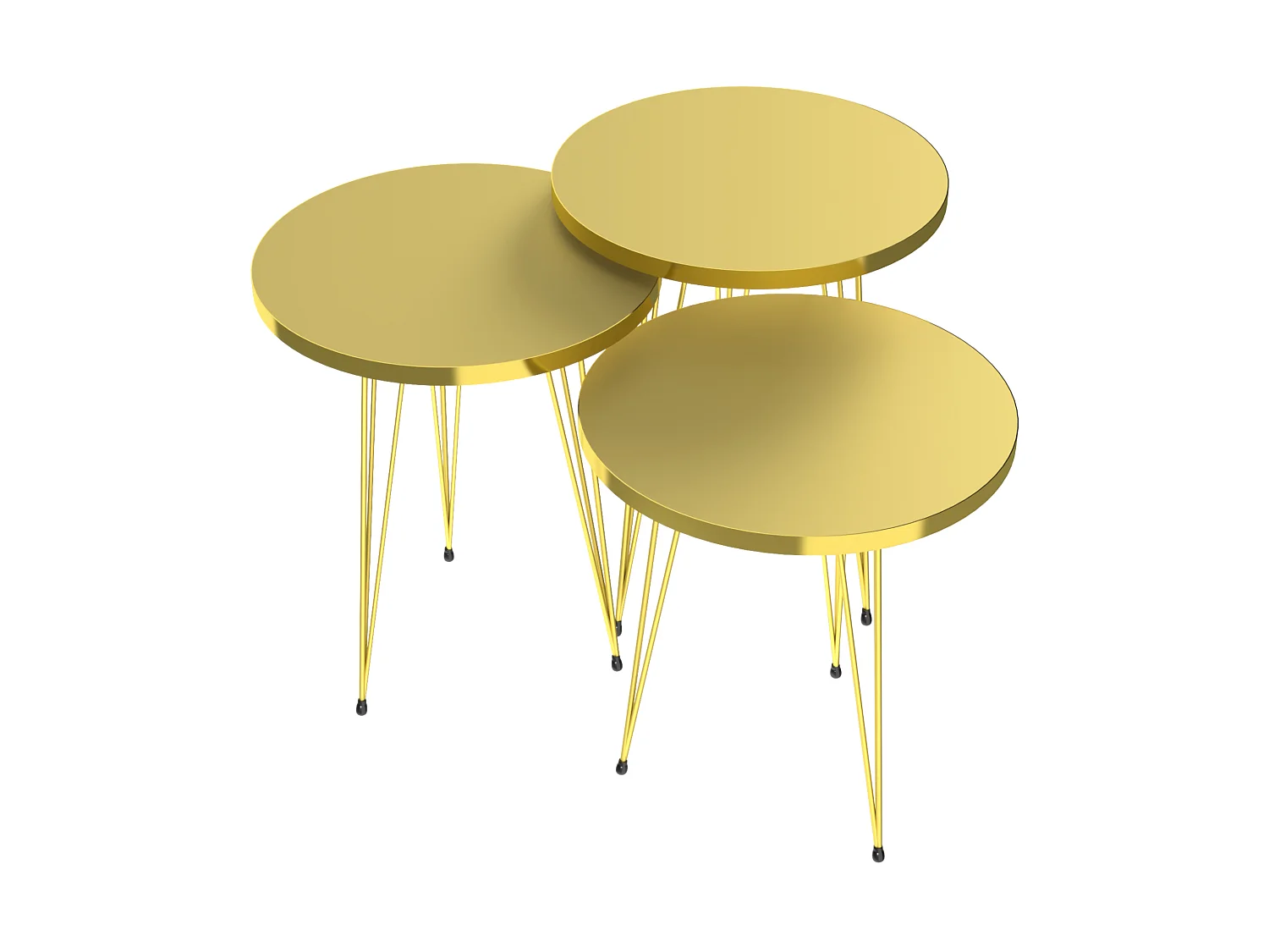Set de 3 tables d'appoint Skibby rondes gigognes or [en.casa]