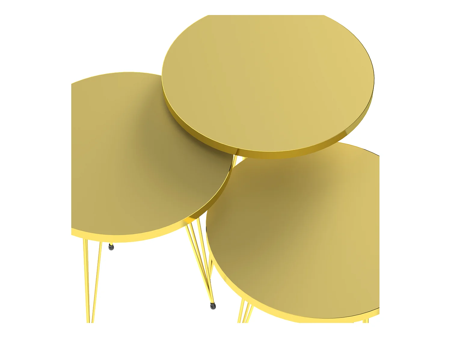 Set de 3 tables d'appoint Skibby rondes gigognes or [en.casa]