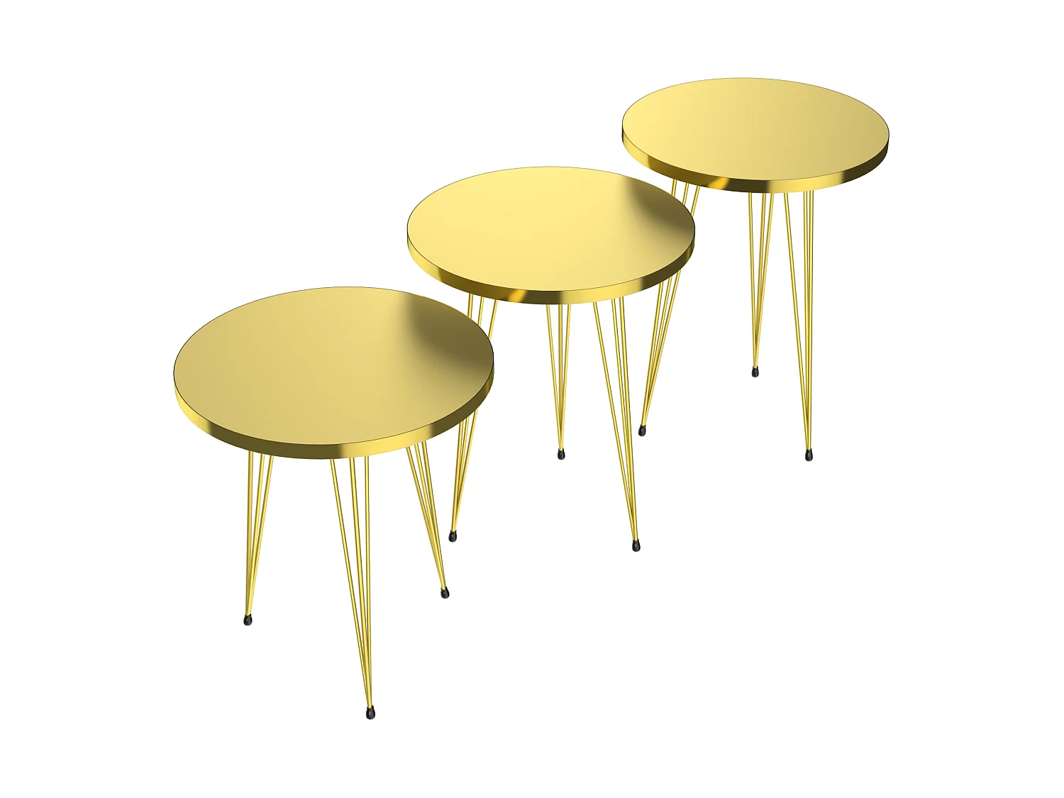 Set de 3 tables d'appoint Skibby rondes gigognes or [en.casa]