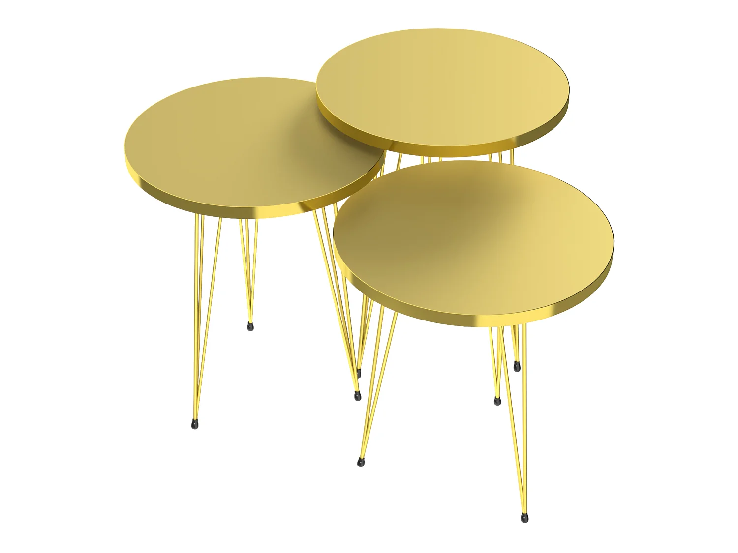 Set de 3 tables d'appoint Skibby rondes gigognes or [en.casa]