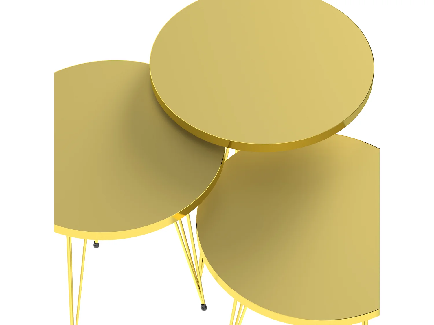 Set de 3 tables d'appoint Skibby rondes gigognes or [en.casa]