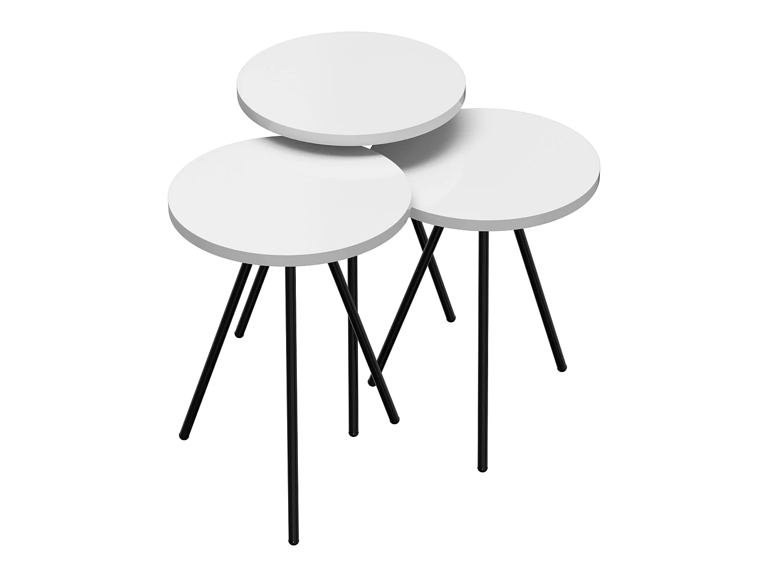 Set de 3 tables d'appoint Ølgod rondes gigognes blanc noir [en.casa]